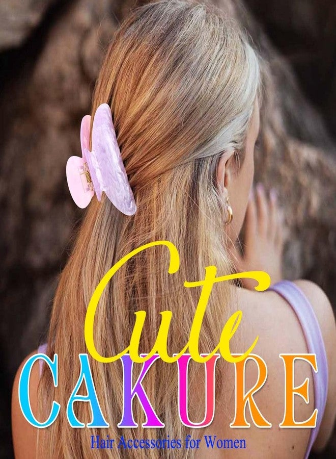CAKURE Acrylic Hair Clips Pink Cute Claw Clips Medium Claw Hair Clip Hair Accessories for Women (Pack of 2) (d-light pink&purple) - Image 5